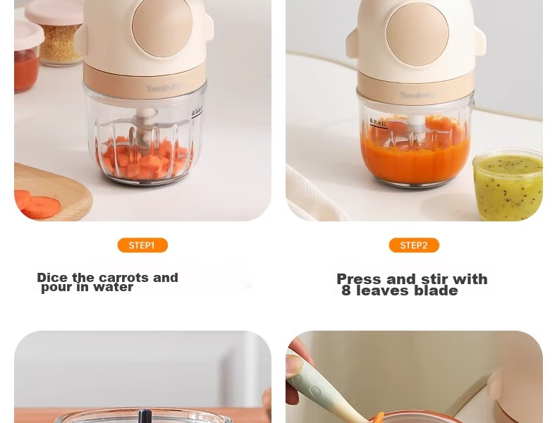 Taoqibaby Baby Food Processor, Small Multifunctional Meat Grinder, Baby Food Preparation Tool, Fruit And Vegetable Puree Maker 22