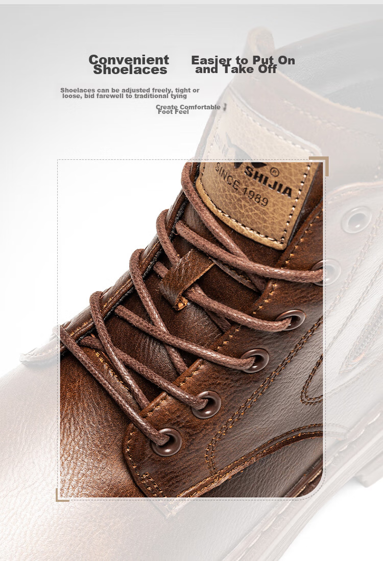 G.N.Shi Jia Men's Genuine Leather Martin Boots, New Autumn/winter 2026 Style, Versatile Casual High-Top Boots, British Style, Durable Work Boots 8