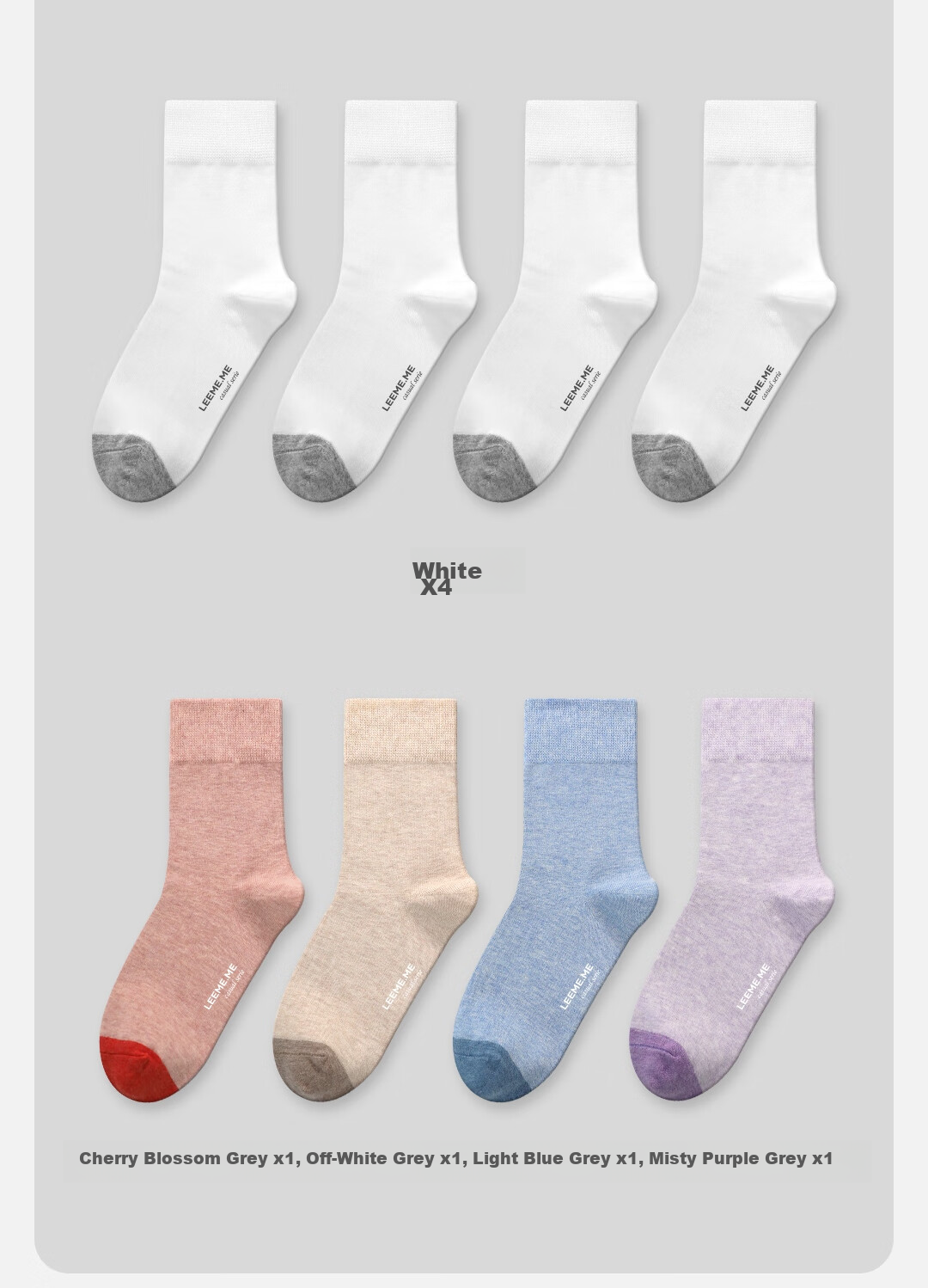 Limi [Antibacterial] Women's Socks, Autumn And Winter Casual Socks, Ladies' Color-Block Antibacterial Mid-Calf Socks, 4 Colors 11