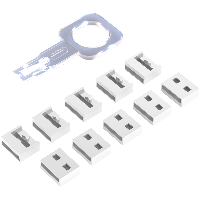 NVV USB Security Lock, Removable USB Port Plug, Dust Cover, USB Port Protector, Safety Stopper, NX-FDU White (Pack of 10)