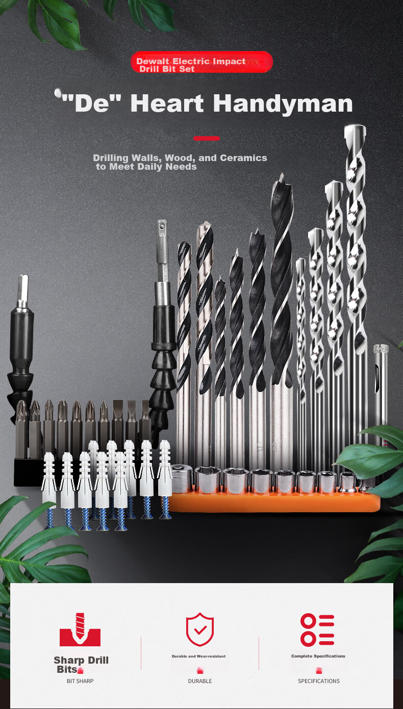 DELIXI ELECTRIC Ceramic Tile Drill Bit Set for Cement, Glass And Porcelain Drilling DDS P3 5-Piece Set 3