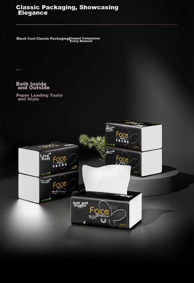 C&S Facial Tissues, Black Face 3-Ply 150 Sheets * 3 Packs, Cologne Scent, Large Size Facial Tissue, Wet Wipes 10