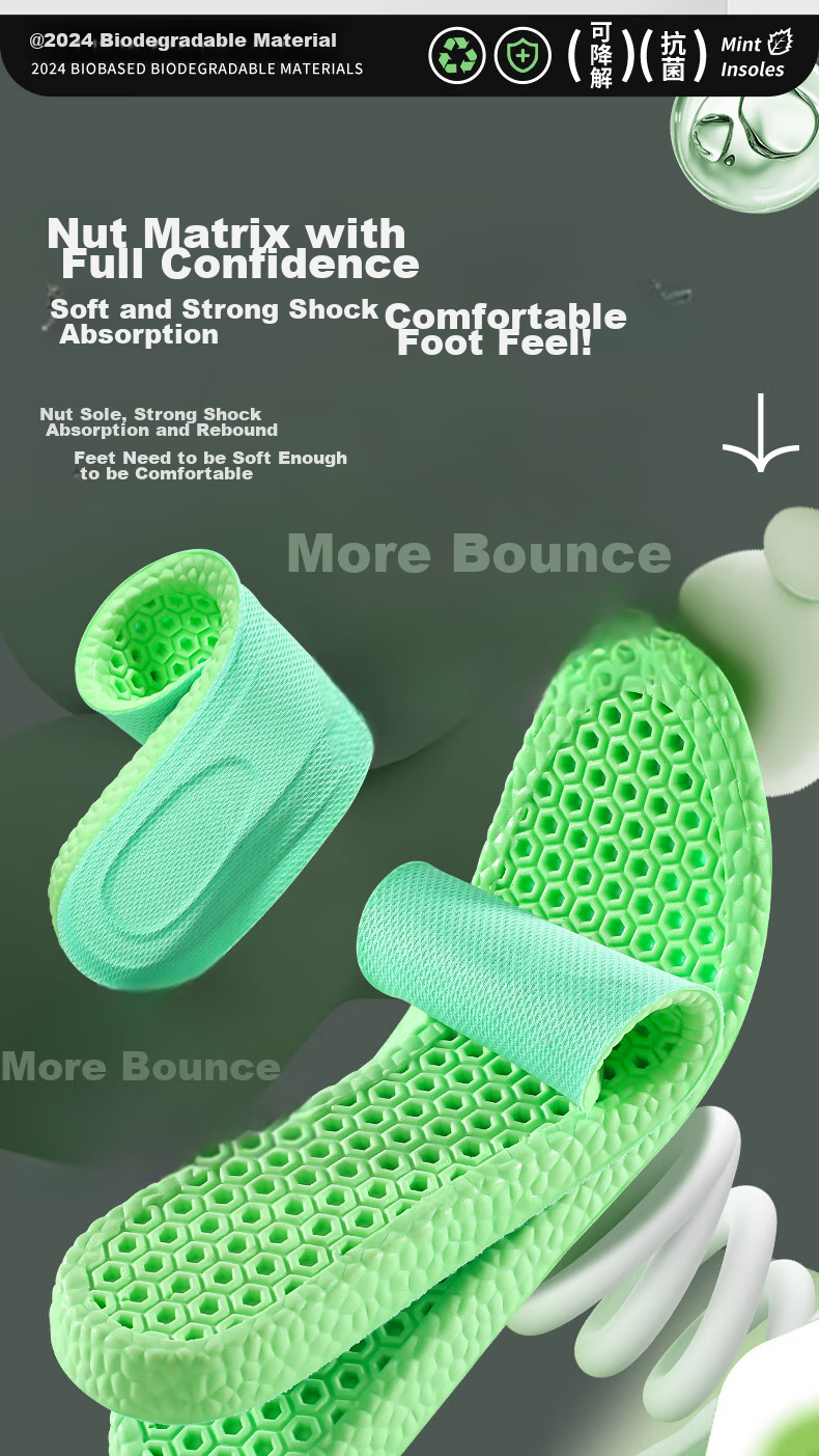 3AnGnI Antibacterial Deodorizing Insoles for Men And Women, Sports Military Training Shock-Absorbing Breathable Biodegradable Eco-Friendly Material, 2 Pairs, Size 41-42 9