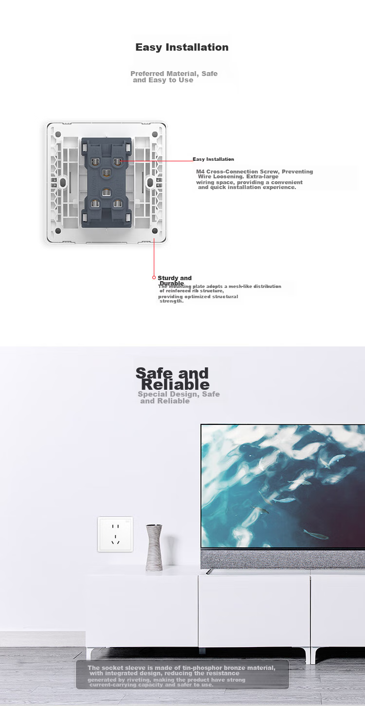 ABB Switch Panel, Yuanchi Series White 86-Type with Fluorescent Four-Gang Double Control Switch, AO108 8