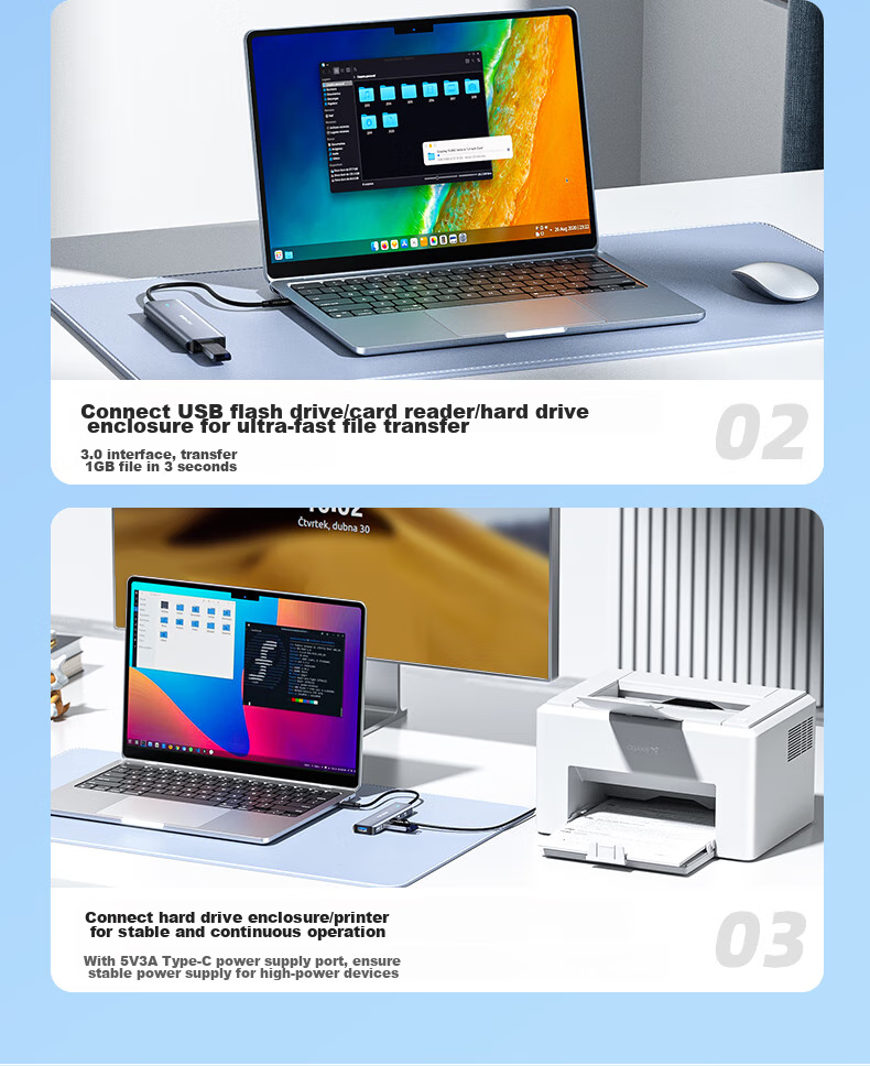 Acasis Type-C Expansion Dock, Apple Mac 5-In Desktop Hub, Computer Desk, Type-C to USB Adapter, USB 3.0 Hub, Video Adapter for Phones And Tablets, DS-9901 8