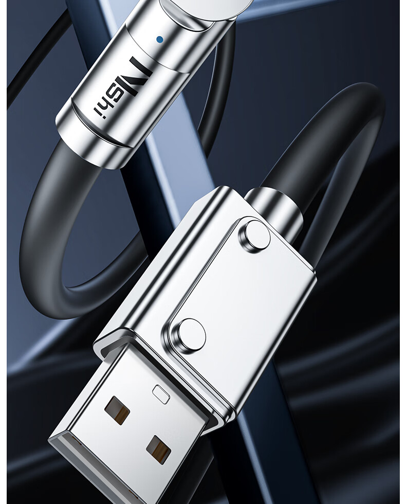 Nengshi Charging Cable Type-C Data Cable 100W Fast Charging USB-C Flash Charging 6A Suitable for Huawei Vivo Xiaomi OPPO Honor Phones Charging Cable Thickened Rotatable Head 2 Meters Black 2