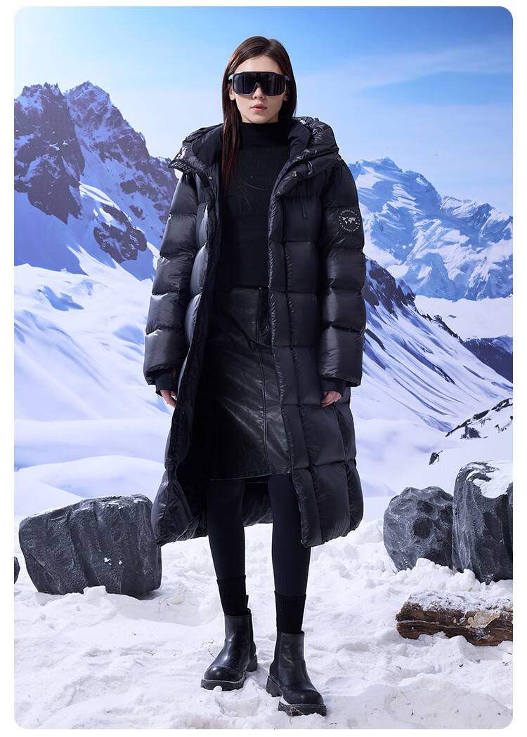 JD Original Black And Gold Goose down Jacket, Unisex Long Style Winter Coat for Couples, Thickened Outerwear Men's Clothing, Black XL 20