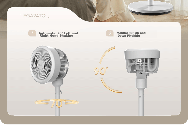 Midea [Storm Circulation] Air Circulator Fan, High Airflow Electric Fan, Floor Fan, Quiet Home Desktop Oscillating Fan, Bedroom Energy-Saving Small Fan, Gentle Wind Light Feather Fan FGA24TQ 17