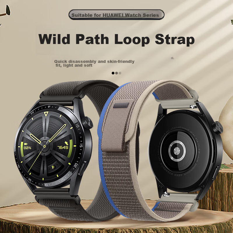 Ремешок Weiqiantu из нейлоновой ткани для Huawei Watch GT5/GT4/GT3/4 Pro/Watch 3/GT3 Pro/Buds, черный с черным, 46/48 мм