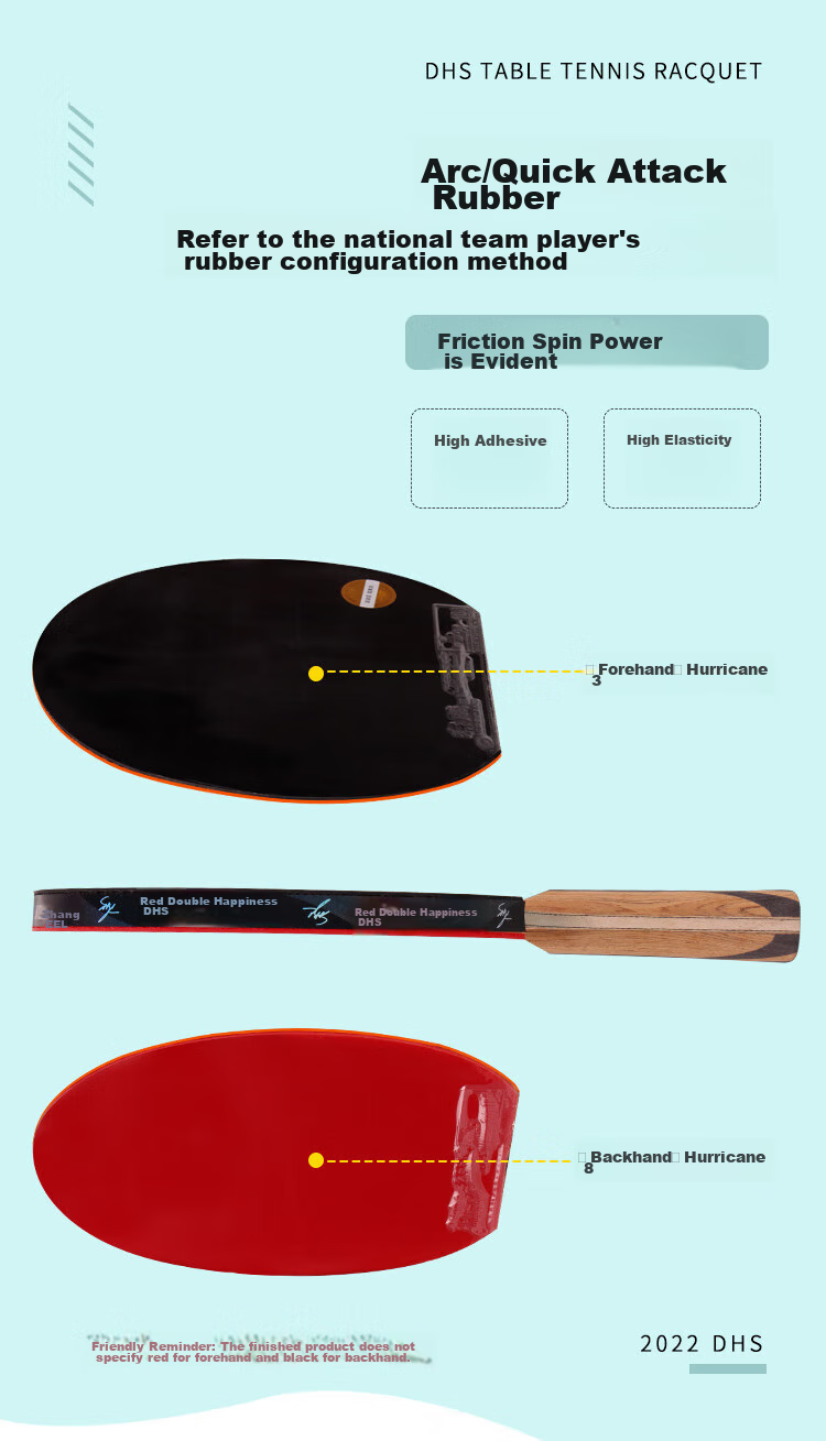 DHS Seven-Star Penhold (Fast Delivery from Beijing Warehouse + Racket Cover), Table Tennis Racket H7002 Penhold Grip Single Racket 3