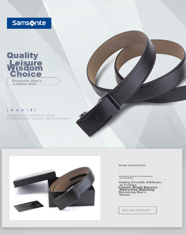 Xinxiuli Men's Leather Belt, High-End Business Automatic Buckle Belt, Gift Box Birthday Present TK2 1