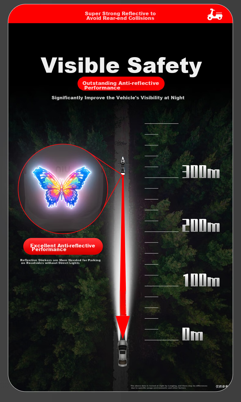 3M Reflective Sticker Warning Tape Label Glow-In Sticker for Electric Bikes, Motorcycles, Cars, Scratch Cover Diamond Grade - Graffiti Butterfly 12.7cm*9.2cm (1 Piece/bag) 2