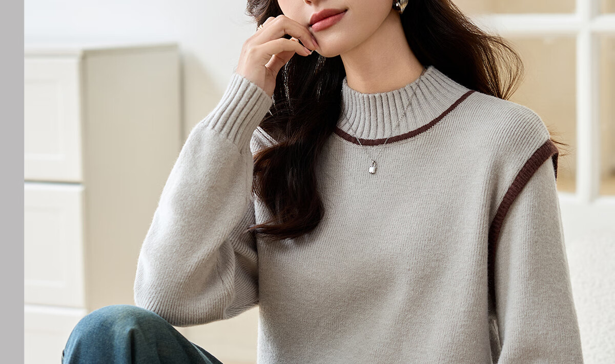 PinCai Women's Knitted Sweater Soft Pink Thick Pullover Half Turtleneck Knit Top P144Z9004 34