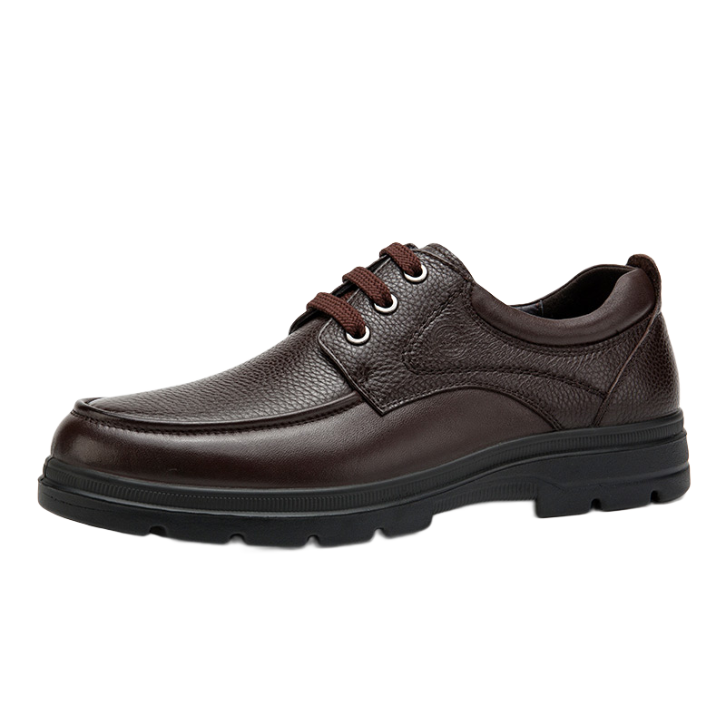 CAMEL Brand Men's Leather Shoes, Cowhide Business Casual Dad Shoes, Soft-Soled Derby Shoes W932211710 Brown Size 39