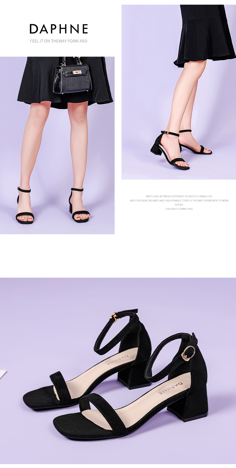 Daphne Women's Beige One-Strap High Heel Sandals 2026 Summer New Chunky Heel Versatile Elegant Sandals Size 37 9