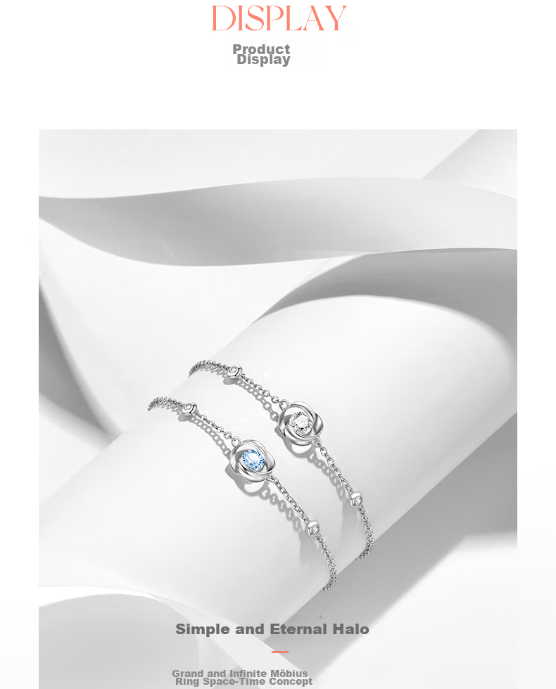 Fanci Love at First Sight Bracelet for Women, Silver Jewelry Rose Flower Blue Necklace Birthday Confession Anniversary Gift for Girlfriend 4