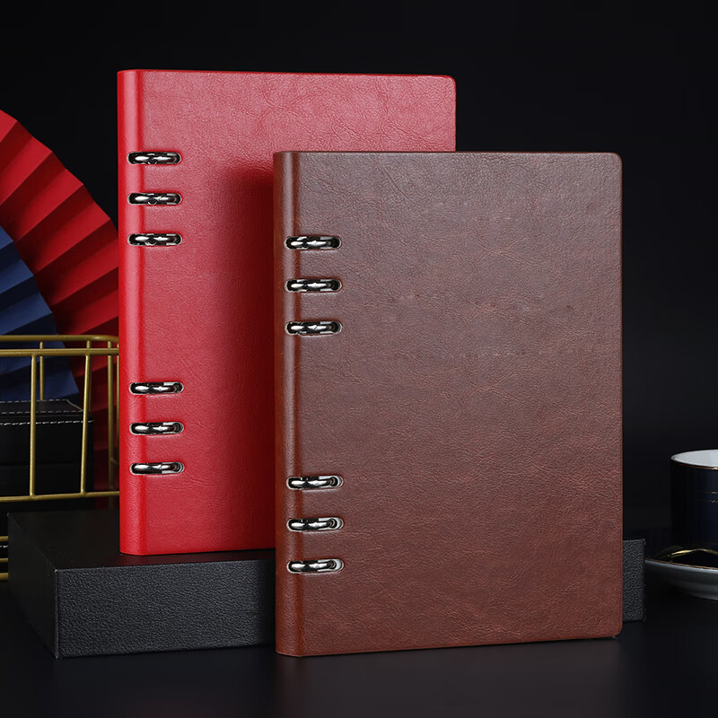 Xutong B5 Brown Loose-Leaf Notebook 100 Sheets/200 Pages 9-Hole Leather Business Office Meeting Notepad Detachable Thickened Diary Customizable Logo for Enterprises 2