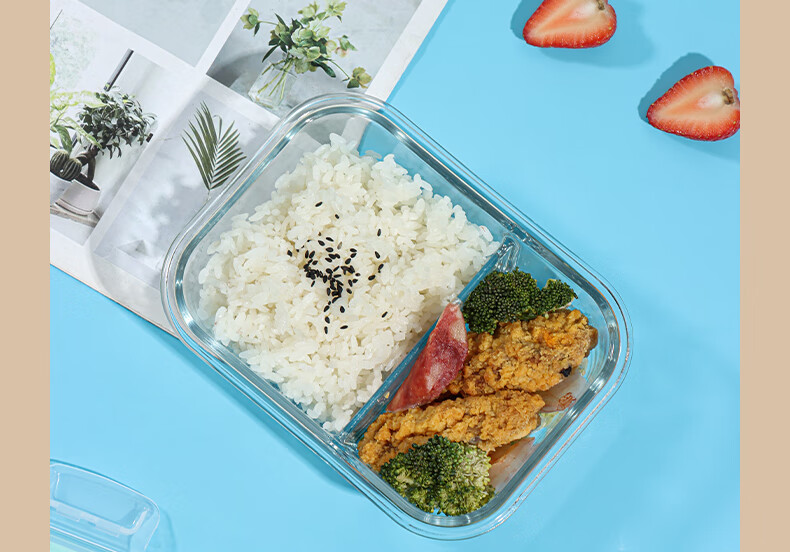 BJ High Borosilicate Glass Lunch Box for Office Workers, Microwave-Safe And Refrigerator-Ready Food Storage Container, Round 650ml 23