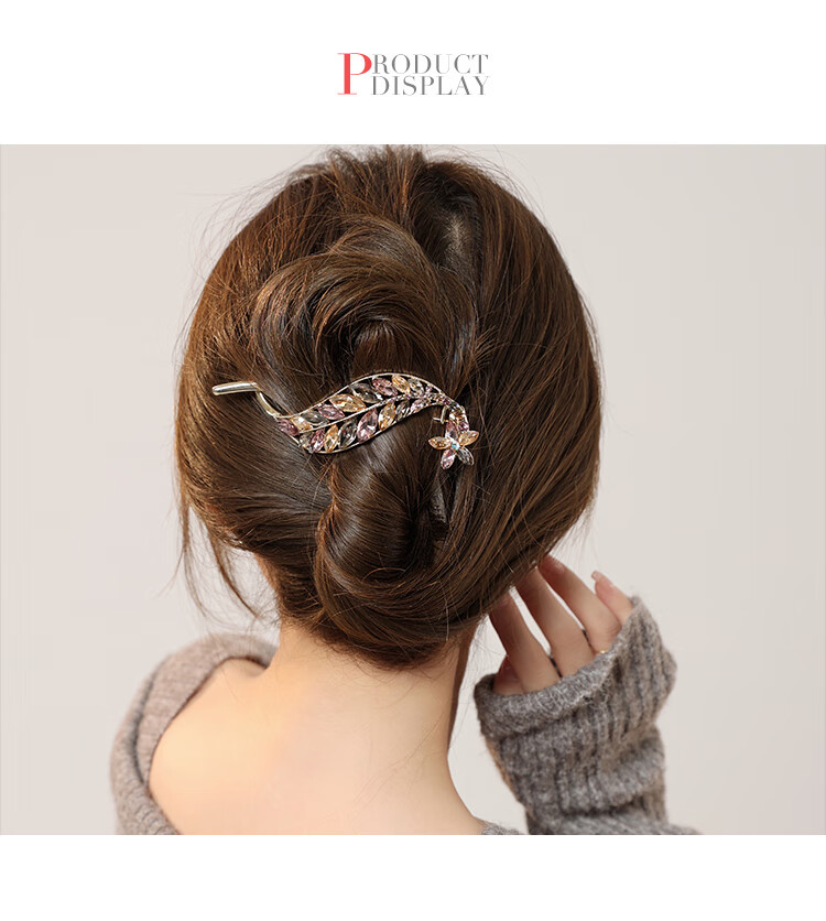 CHIMERA High-Quality Leaf Hair Clip, Rhinestone Twist Clip, Hairpin, Hair Accessory, Hair Clip, Women's Mid-Autumn Festival Gift 9