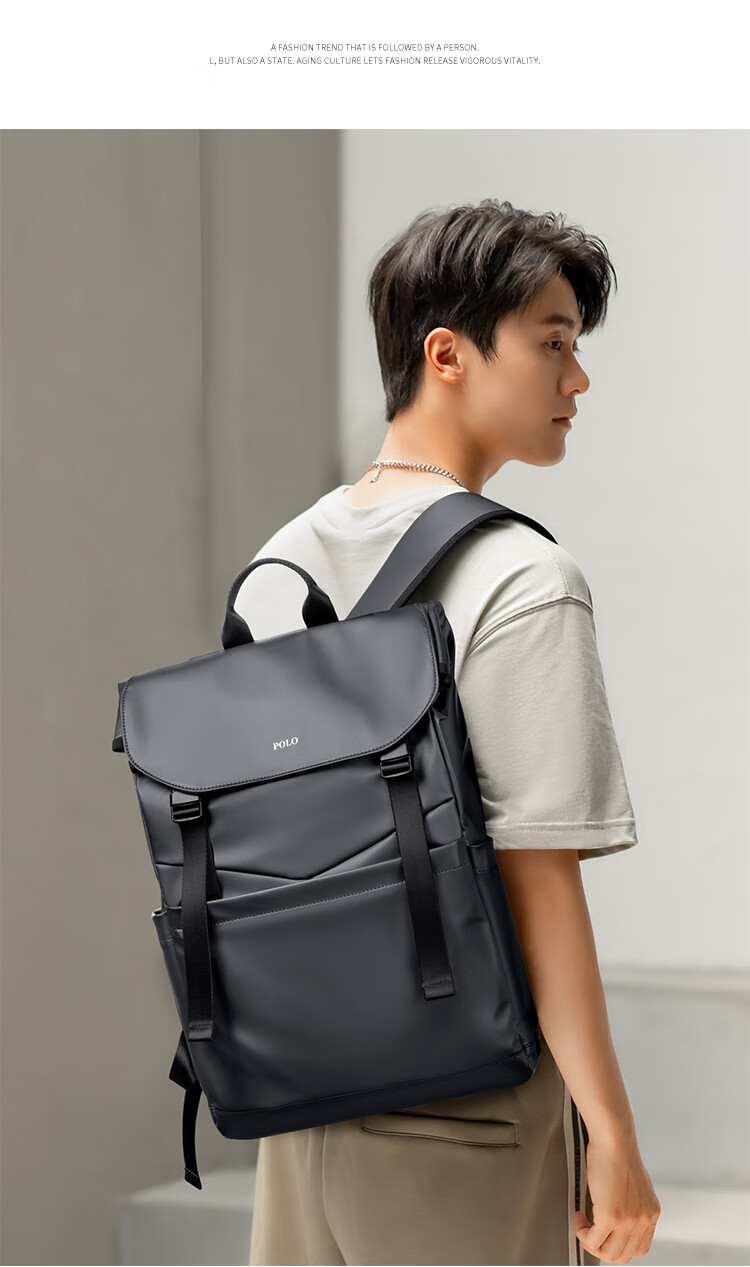 POLO Backpack for Men, Lightweight Travel Bag with Flip Cover, 16/17.3-Inch Laptop Bag, Business Trip Bag 16
