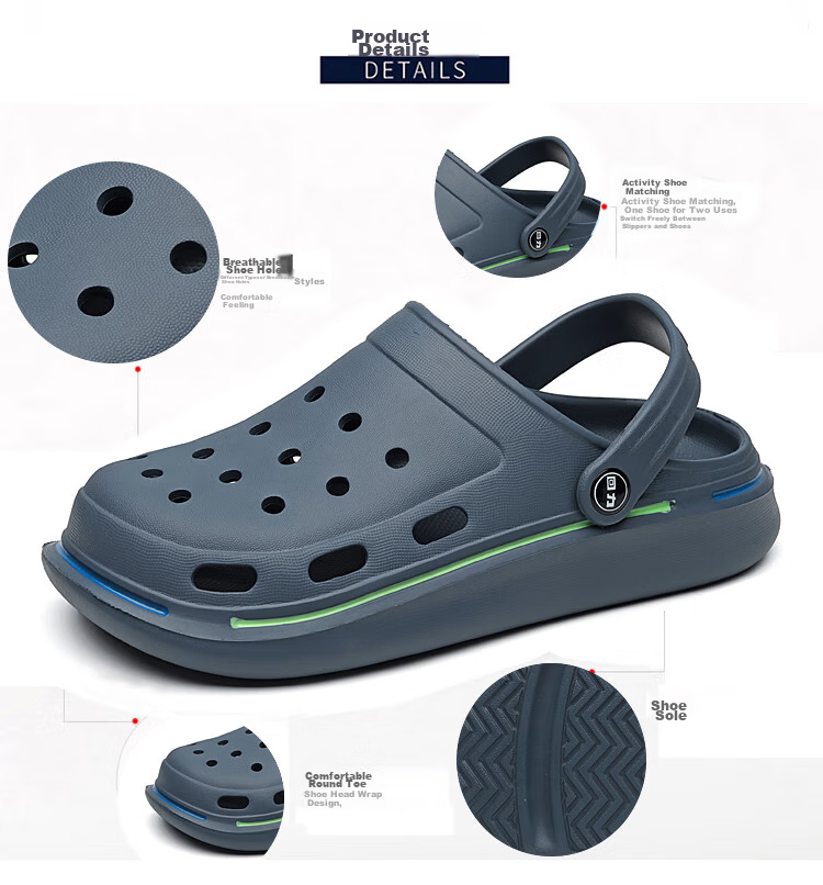 Warrior Men's Outdoor Durable Beach Sandals Breathable Soft Sole Clogs WXL(SD)-0048 Black Size 43 3