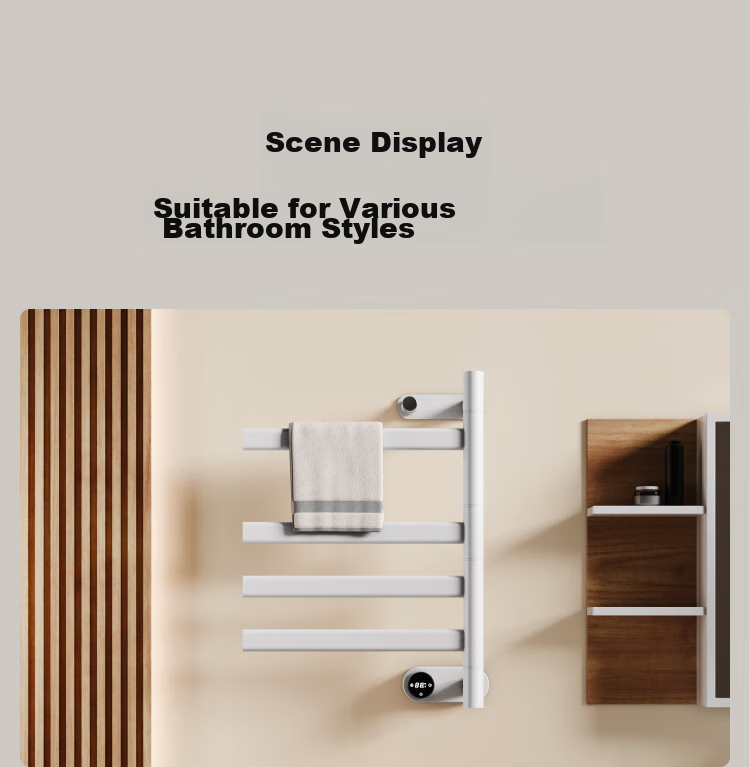 JD Original Warm Wing Electric Towel Rack, Towel Drying Rack, Bathroom Carbon Fiber Heating Pack, Installation, Soft Mist White 22