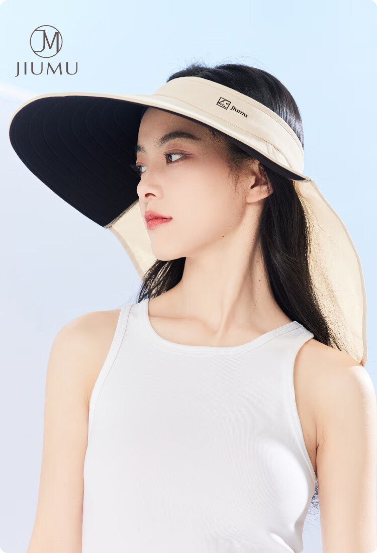 JIUMU Sun Protection Hat for Women, Sun Visor Cap, Sunhat, Open-Top Hat, Cool Hat, Summer Outdoor Face-Covering UV Protection Hat for Wome 1
