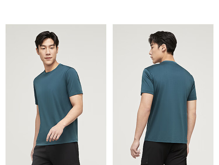 YOUNGOR [Silky Cotton] 2026 New Casual Loose Round Neck Solid Color Base Cool-Feeling Short-Sleeve T-Shirt, Black, S 19