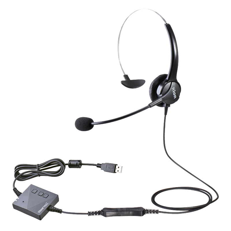 HION FOR600 Headset, Single-Ear Call Center Headphones/Phone Headset/Customer Service Agent Headphones - USB + Active Noise Cancellation + Volume Control + Mute Function (B9)