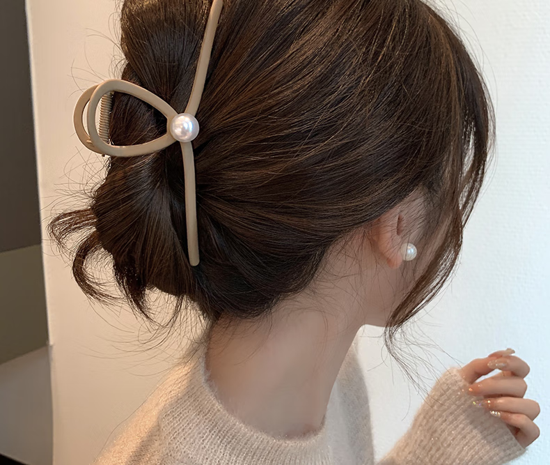 Xiangwan Hair Clip, Large Hair Claw, Matte Hair Grip, Elegant Feel, Thick Hair, Pearl Shark Clip for Wome 12