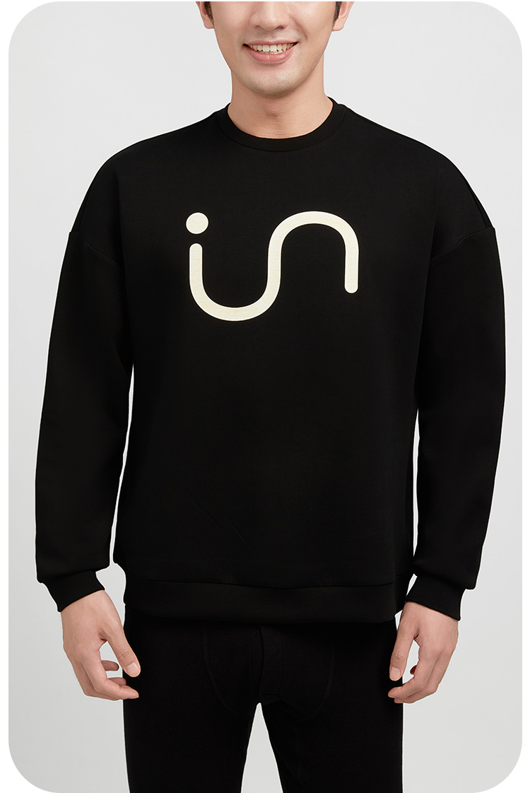 Yiershuang Couples Homewear Crew Neck Air Layer Printed Sweatshirt Cotton Matching Casual Sports Pullover Unisex Pajamas 22
