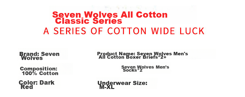 SEPTWOLVES Zodiac Year Underwear for Men, Pure Cotton Bright Red Horse Year Mid-Calf Socks, New Year Wedding Festive Gift Box Set 3