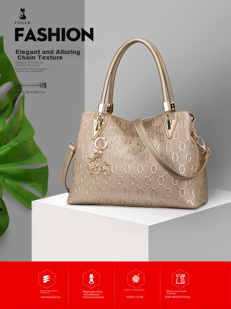 FOXER Leather Women's Handbag, Large Capacity Shoulder Crossbody Tote Bag with Gift Box, Mother's Day Gift for May 20th 2