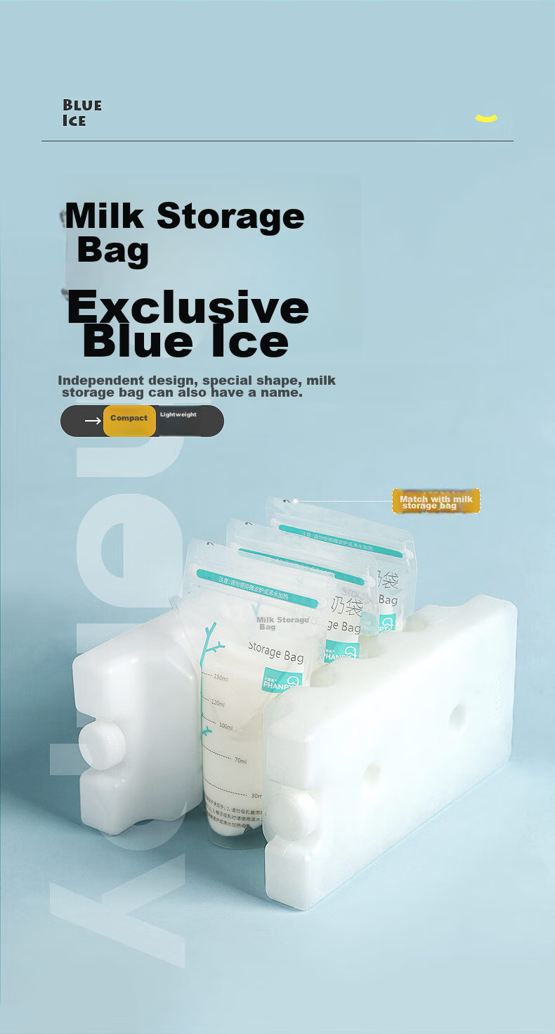 Xiaoyaxiang Blue Ice Mother's Milk Storage Cooler Ice Pack Ice Box Reusable Ice Box, 2-Pack, for Storing Breast Milk, Blue Ice 6