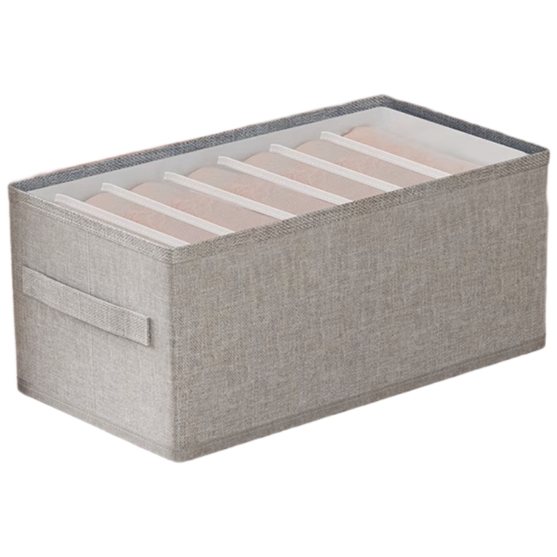 Baicaoyuan Storage Box, Clothes And Pants Organizer, Wardrobe Divider, Clothing And Underwear Sorting Container, Medium Size with 7 Compartments, Gray