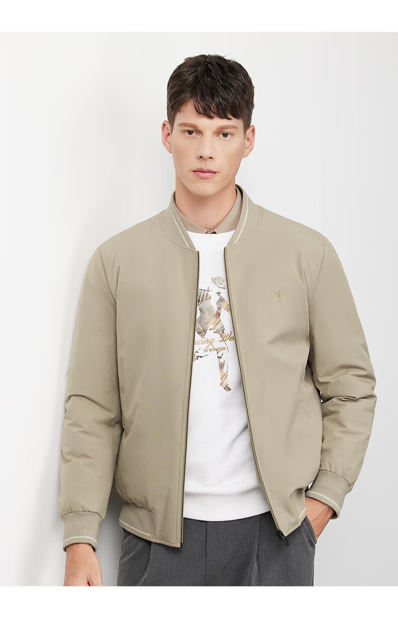 DANCING WOLVES [90% Duck Down + Graphene Lining] Windproof Baseball Jacket Casual Men's Outerwear, 001 Black, Size 165 7