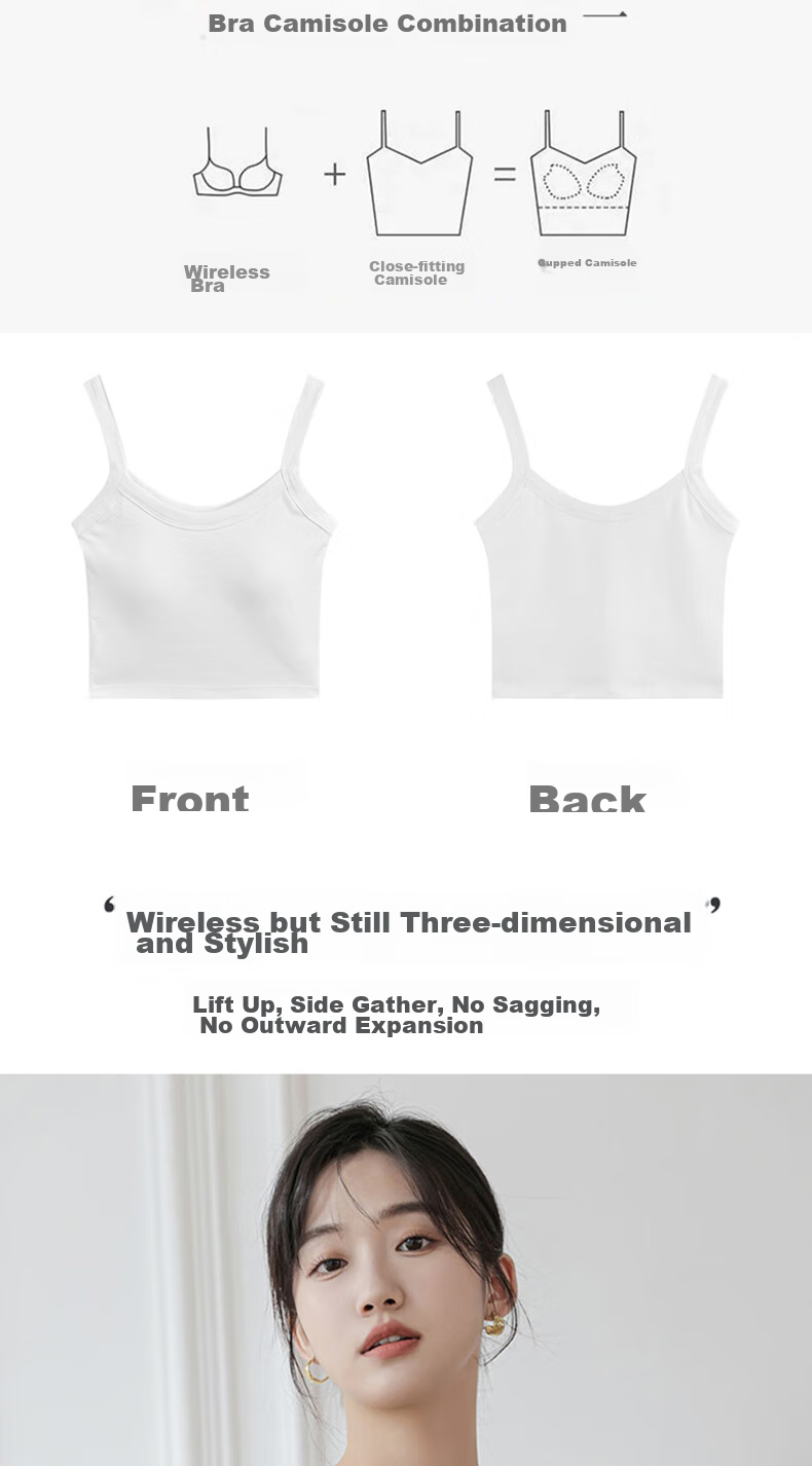 LangSha Camisole Tank Top for Outer Wear, Lightweight Summer Underwear Vest for Women with Built-In Bra Pads, Integrated Bralette, Inner Layering Camisole 2