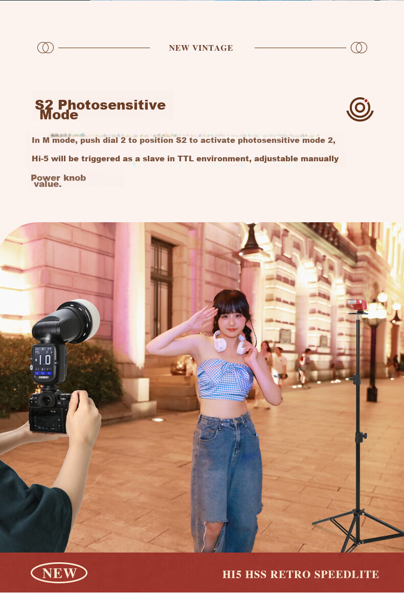 JINBEI JINBEI Camera Flash, Hi-5 Hot Shoe Light, Photography Light, Camera Hot Shoe Fill Light, Suitable for Sony, Fuji, Canon, Nikon, Olympus, Hi-5 Color Filter Softbox 10
