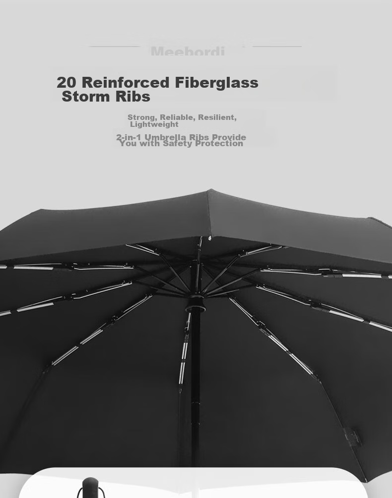 Meebordi Automatic Large Umbrella, Sunshade Umbrella, Three-Fold Portable High-End Gift Box Umbrella, Business Folding Storm Umbrella, Customizable 8