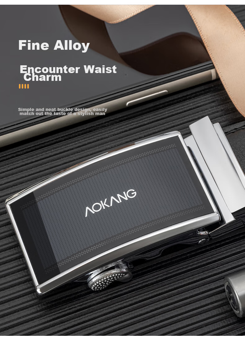 Aokang Men's Automatic Buckle Belt, Business Casual Waistband, Birthday Gift for Husband 4