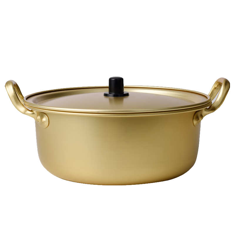 Quanshi Korean Yellow Aluminum Pot, Dormitory Noodle Pot, Ramen Pot, Hot Pot Soup Pot, Small Cooking Pot, Double-Ear Instant Noodle Cooking Pot, 20cm
