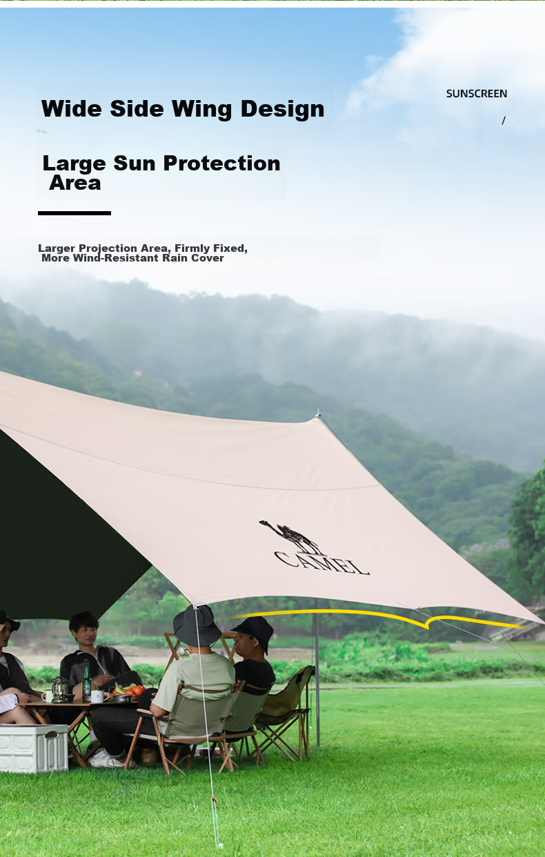 CAMEL Titanium Black Vinyl Canopy Tent, Outdoor Camping Equipment, Picnic Sunshade, Rainproof, Shade Cloth, 133CA6B015 8