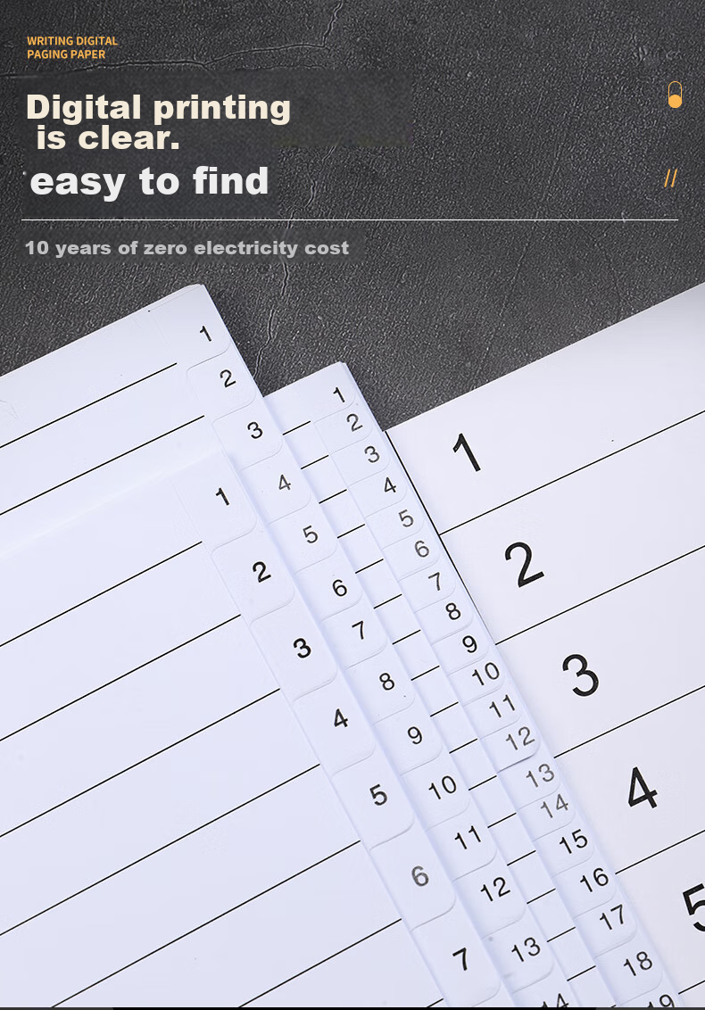 Elifo Page Separators, Index Dividers, Classification Paper, Loose-Leaf Paper, Paper Plastic Digital English Three-Hole Binder Specific, 12 Points Gray And White Paper, 12 Sheets 7