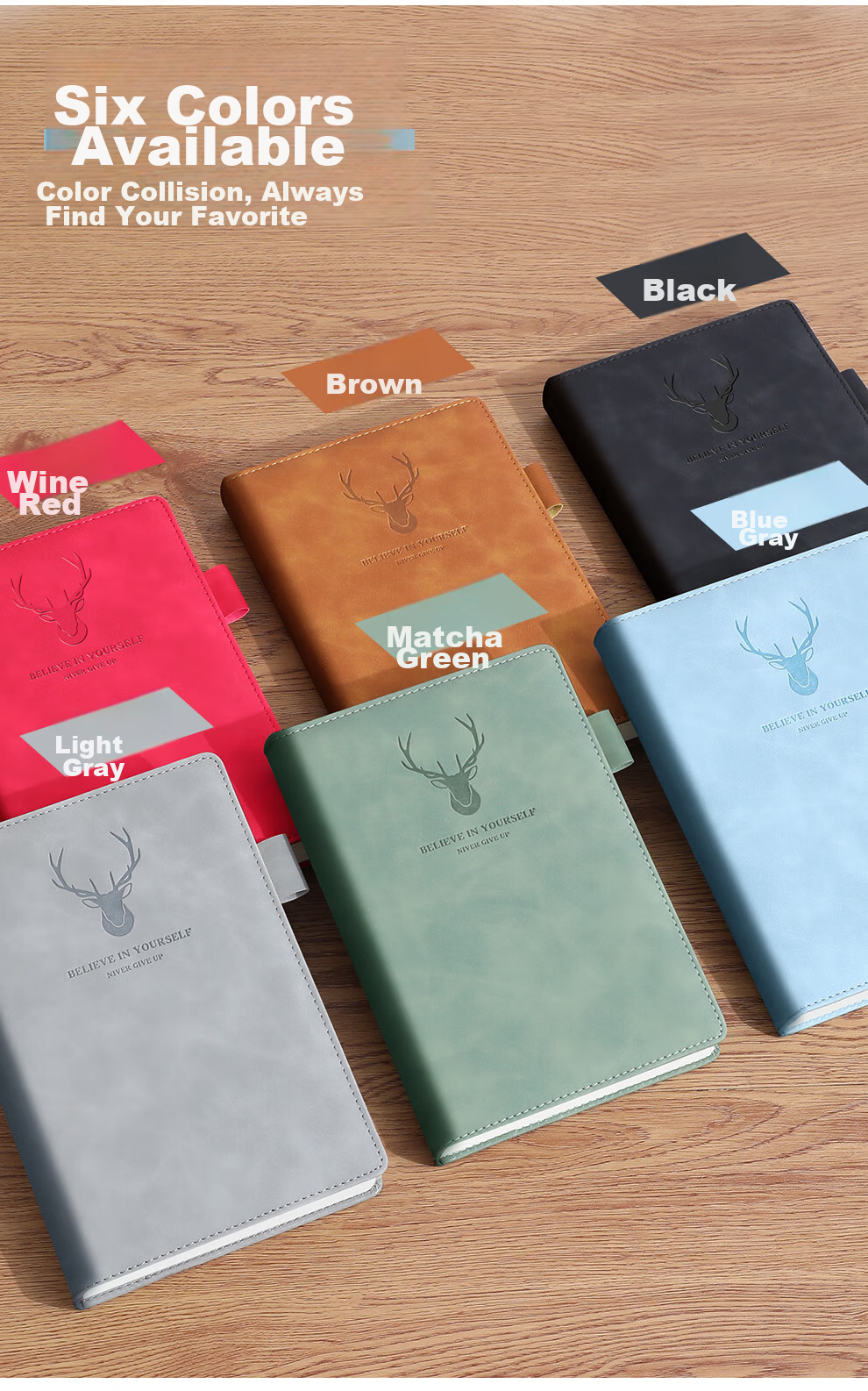 Jiaranheng Notebook, High-Quality B5 Skin-Like Leather Cover, Thickened Journal, Customizable, Simple Business Office Large Meeting Record Book, Work Diary, Student Diary, Matcha Gree 4