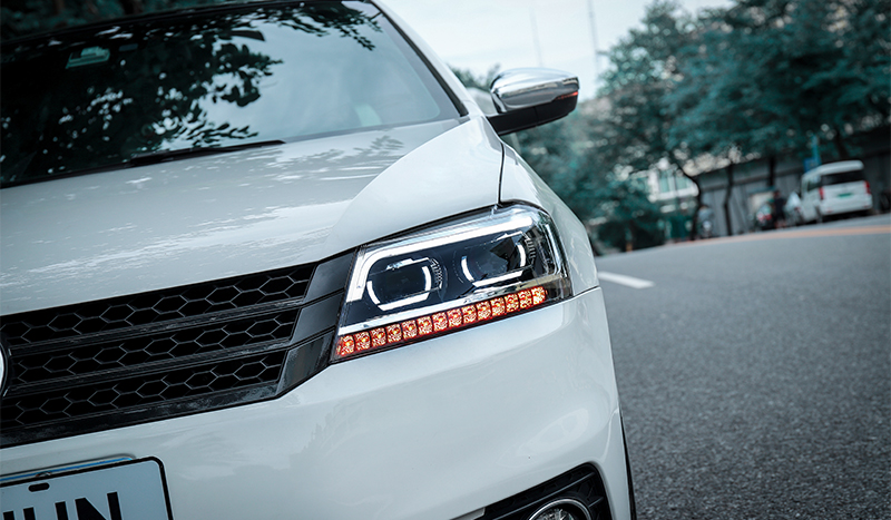 享惠油朗逸大灯总成改装1214款朗行朗境改装光导日行灯led双光透镜