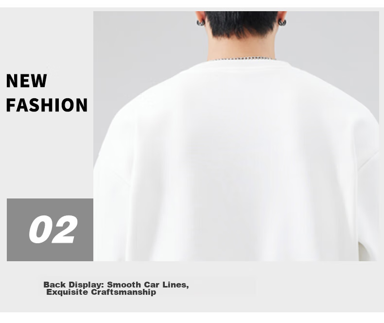 Jeanswest Sweatshirt, Men's Round Neck, Trendy Brand, 2026 Autumn Top, Fashionable Loose Pullover, Men's Jacket, Black, XL 15