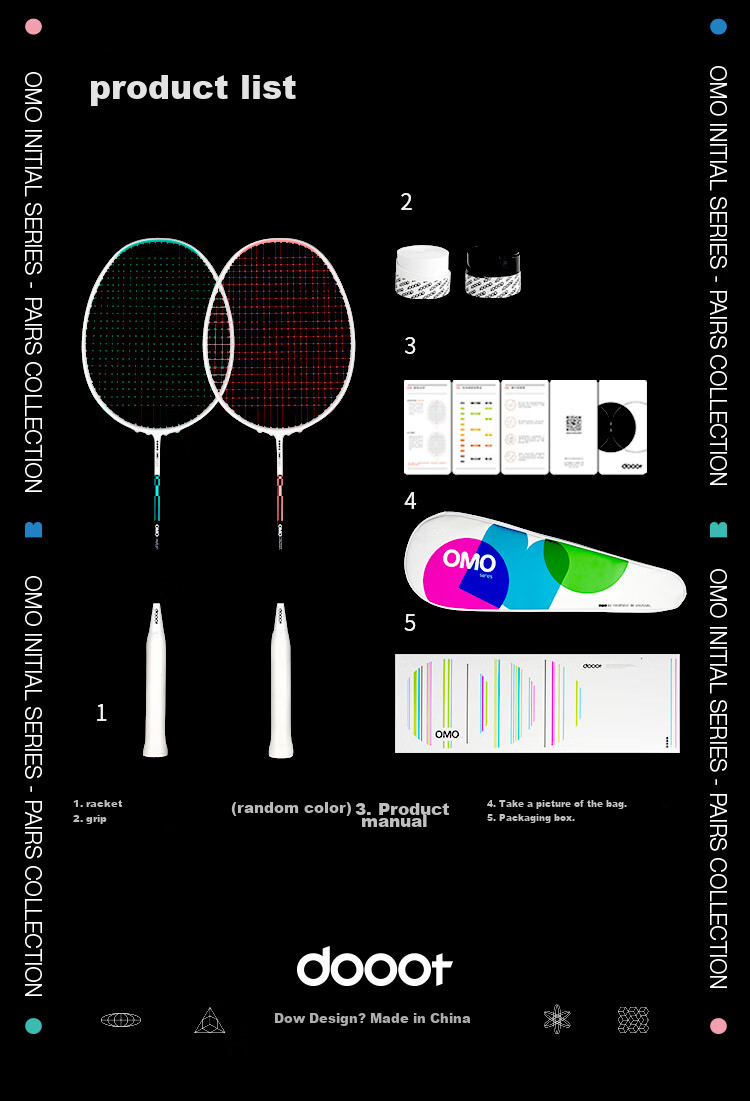Dooot Full Carbon Ultra-Light 5u Offensive Badminton Racket, Single Racket, OMO Style Chop, Beginner to Advanced Racket 10