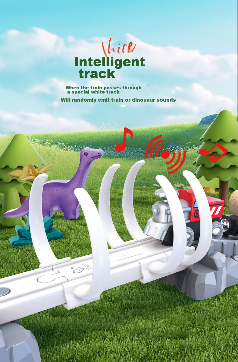 Hape Boys' Track Toy, DIY Assembly Train Track with Luminous Dinosaur Set, Gift for Boys Aged 3+, E3795 7