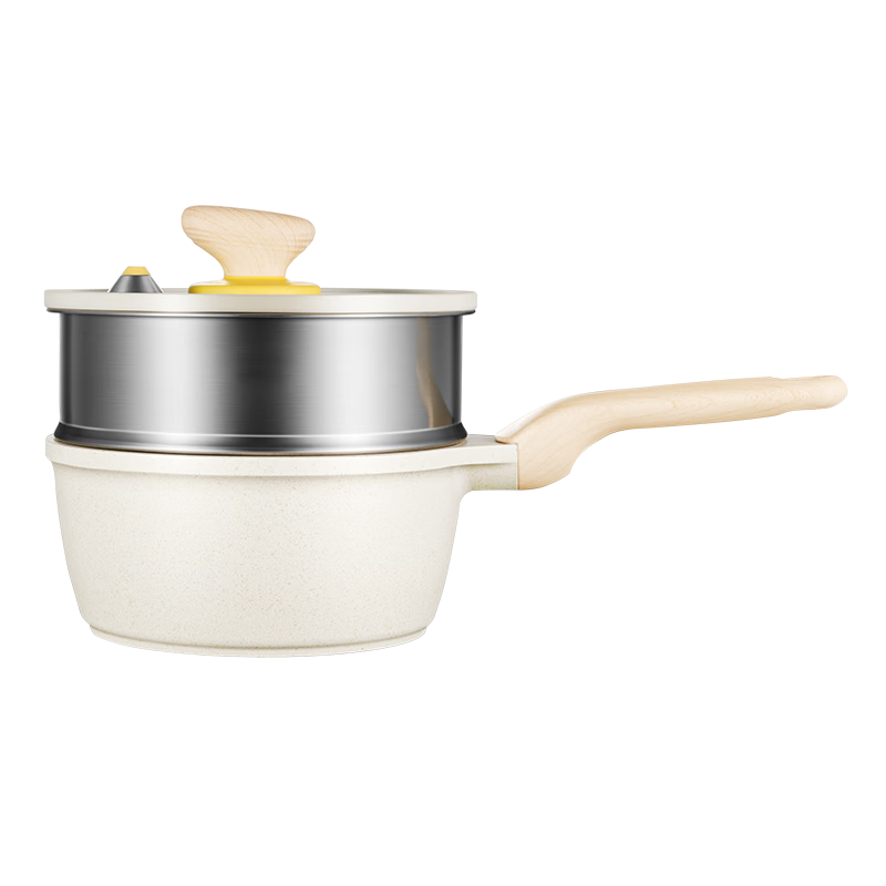 COOKER KING Milk Pot, Low-Pressure Milk Pot, Baby Food Pot, Noodle Pot, Large White Milk Pot 18cm with Steamer Insert