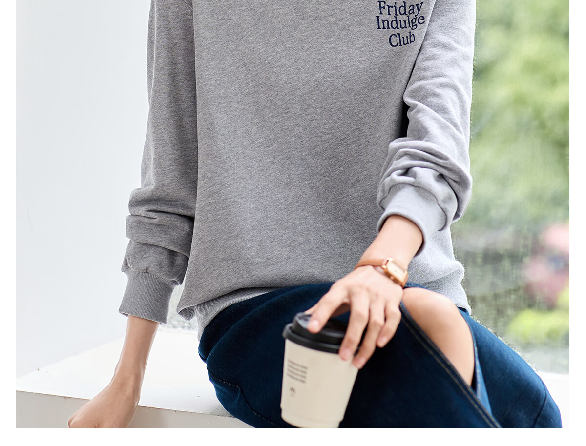 Chushen Spring and Autumn Crew Neck Sweatshirt Women Wilderness Mallard Casual Letter Embroidery Long Sleeve Top S143W1009 9
